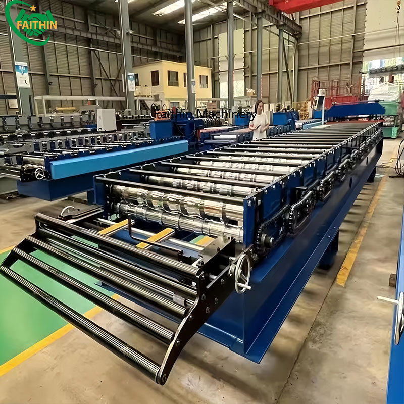 Glazed Zinc Roof Trapezoidal Sheet Panel Roll Forming Tile Pressing Machine